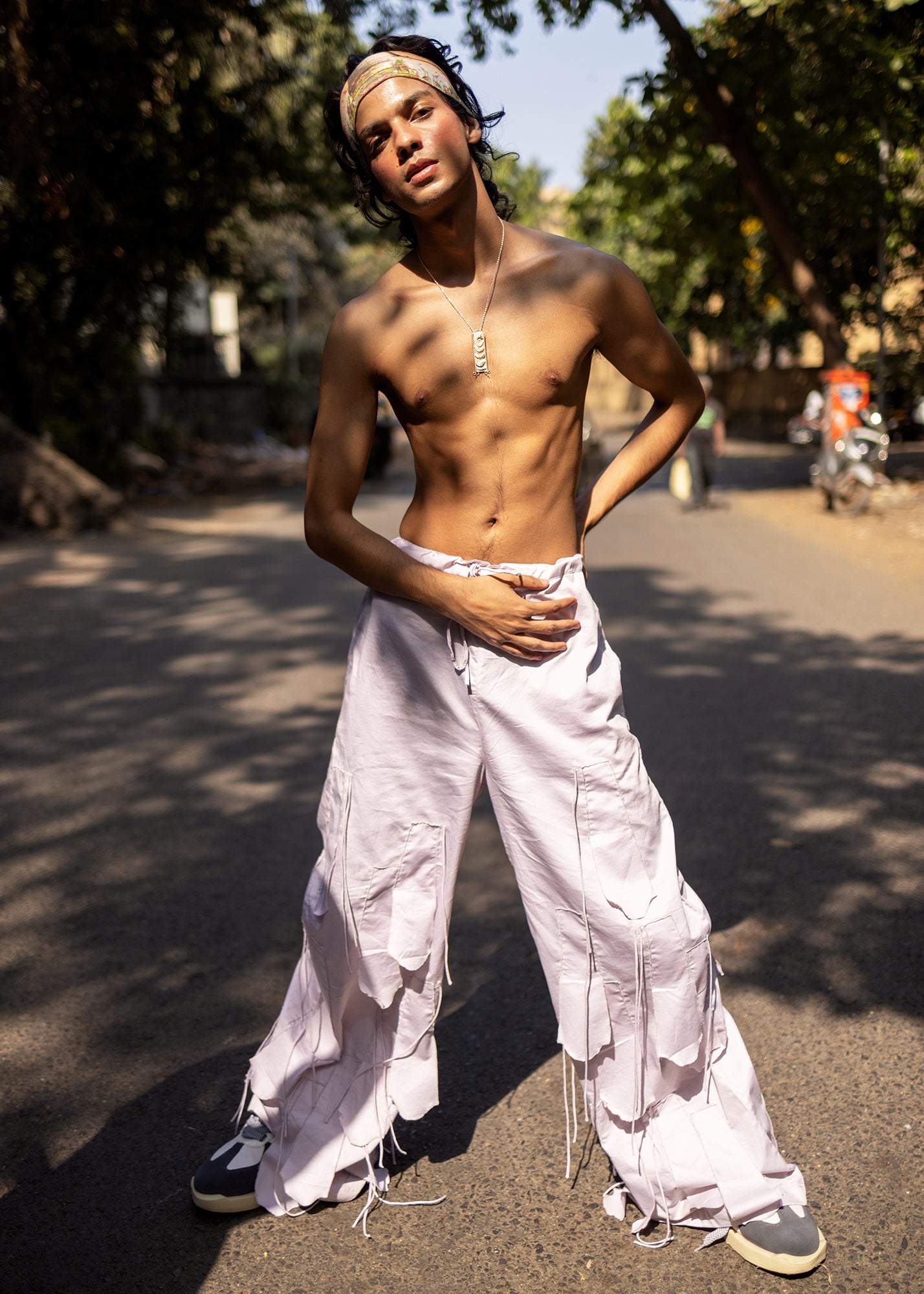 Panel fringed trouser