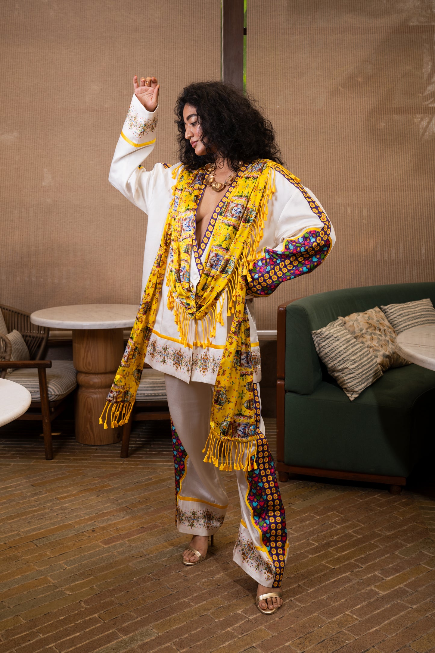 Tassel drape jacket set
