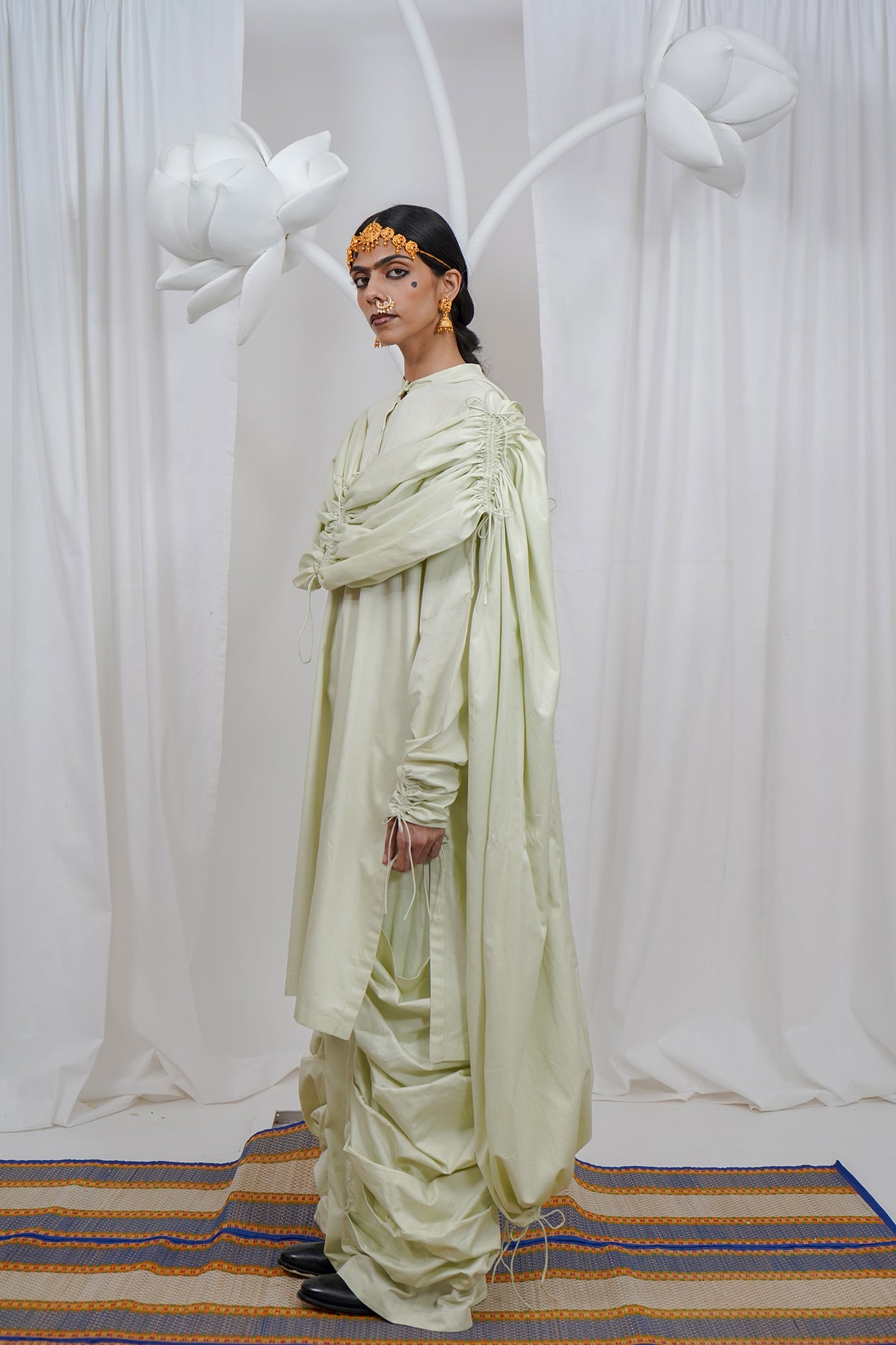 Gathered hoodie kurta set