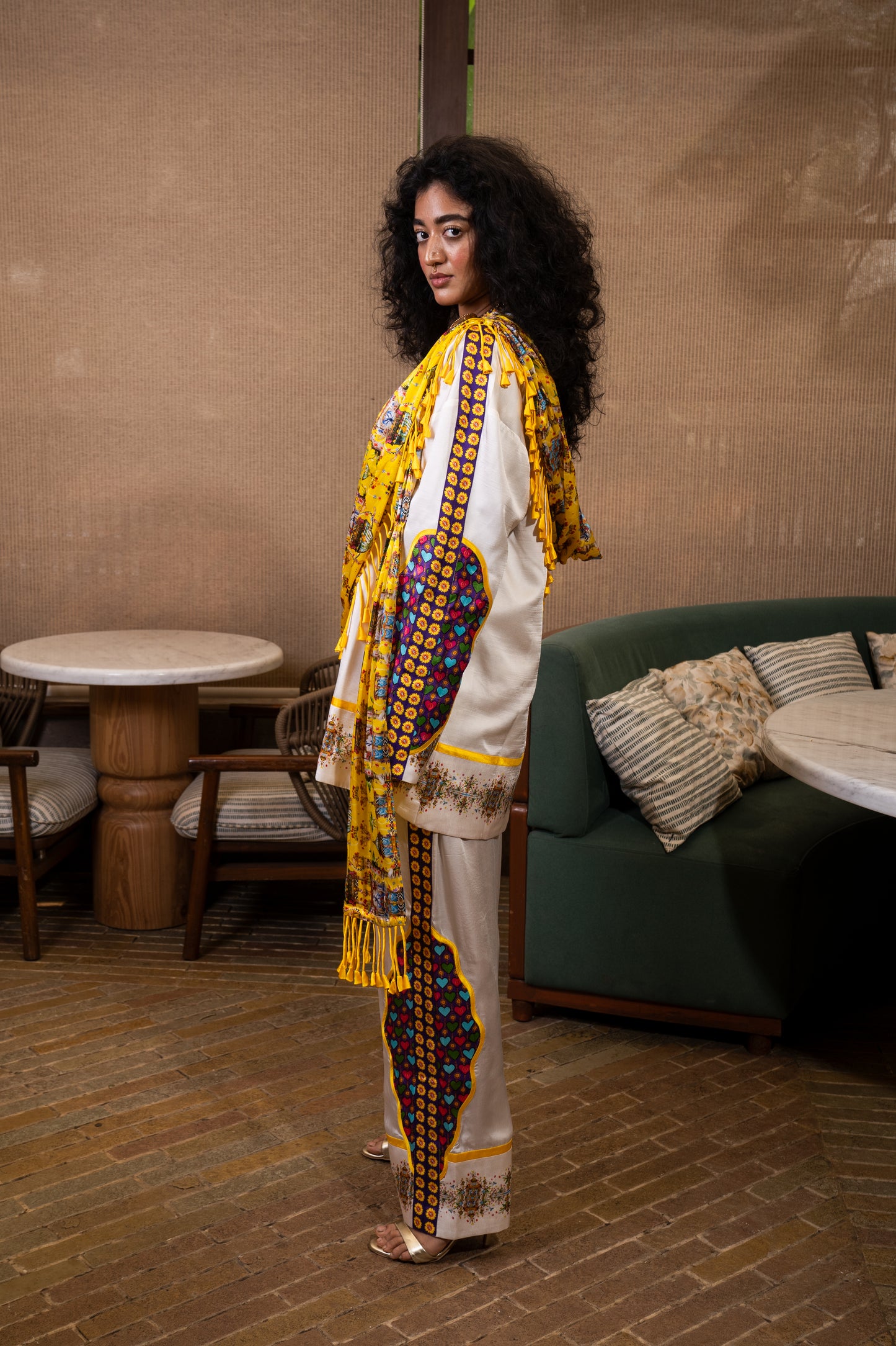 Tassel drape jacket set