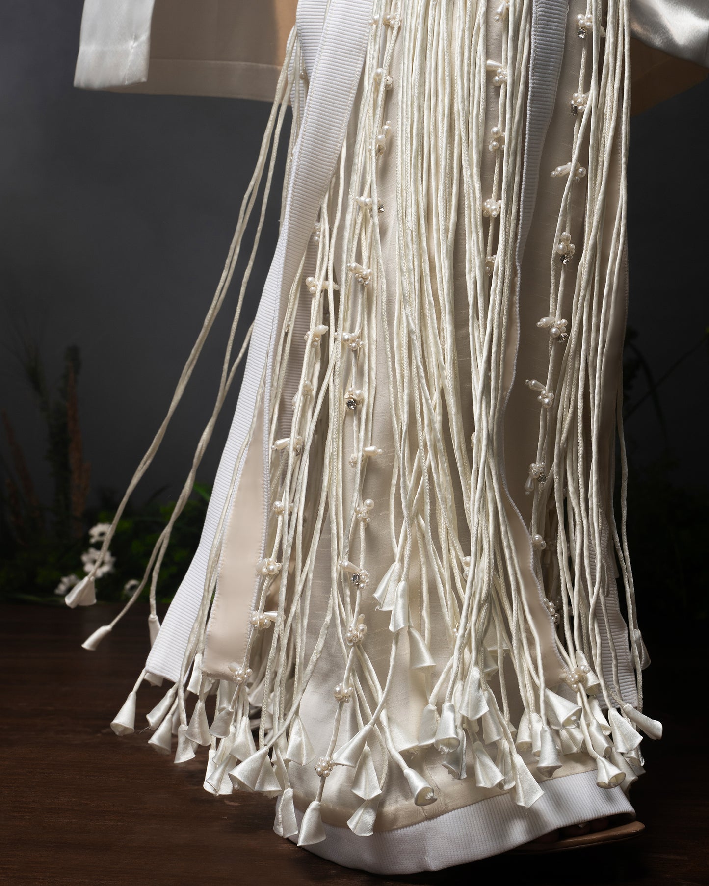 Neckline tassel fringe kurta + Fringed trouser set