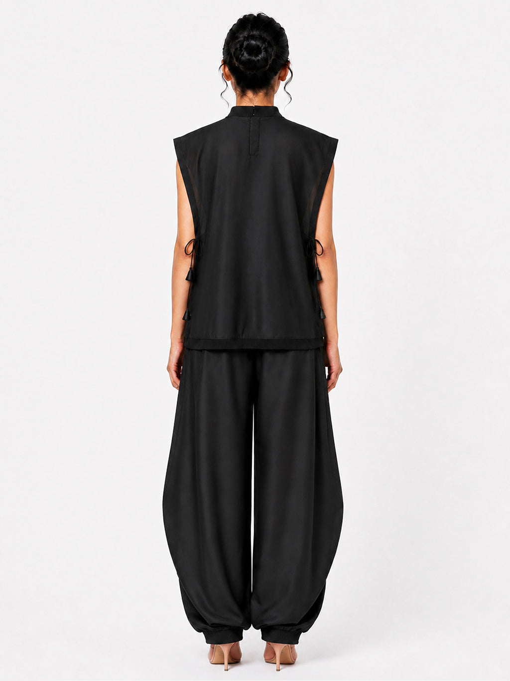Sculptural vest + Pleated trouser set