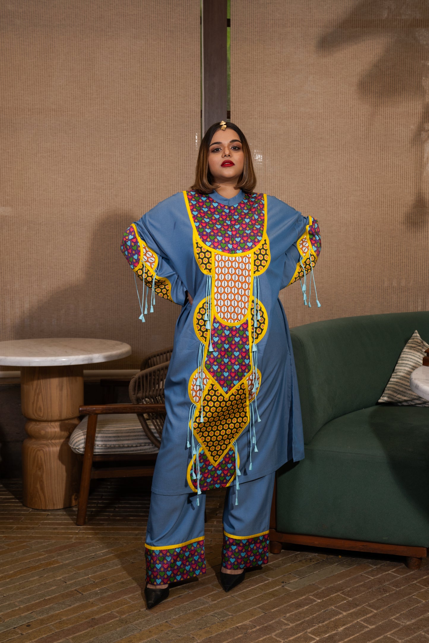 Yoke patchwork kurta set