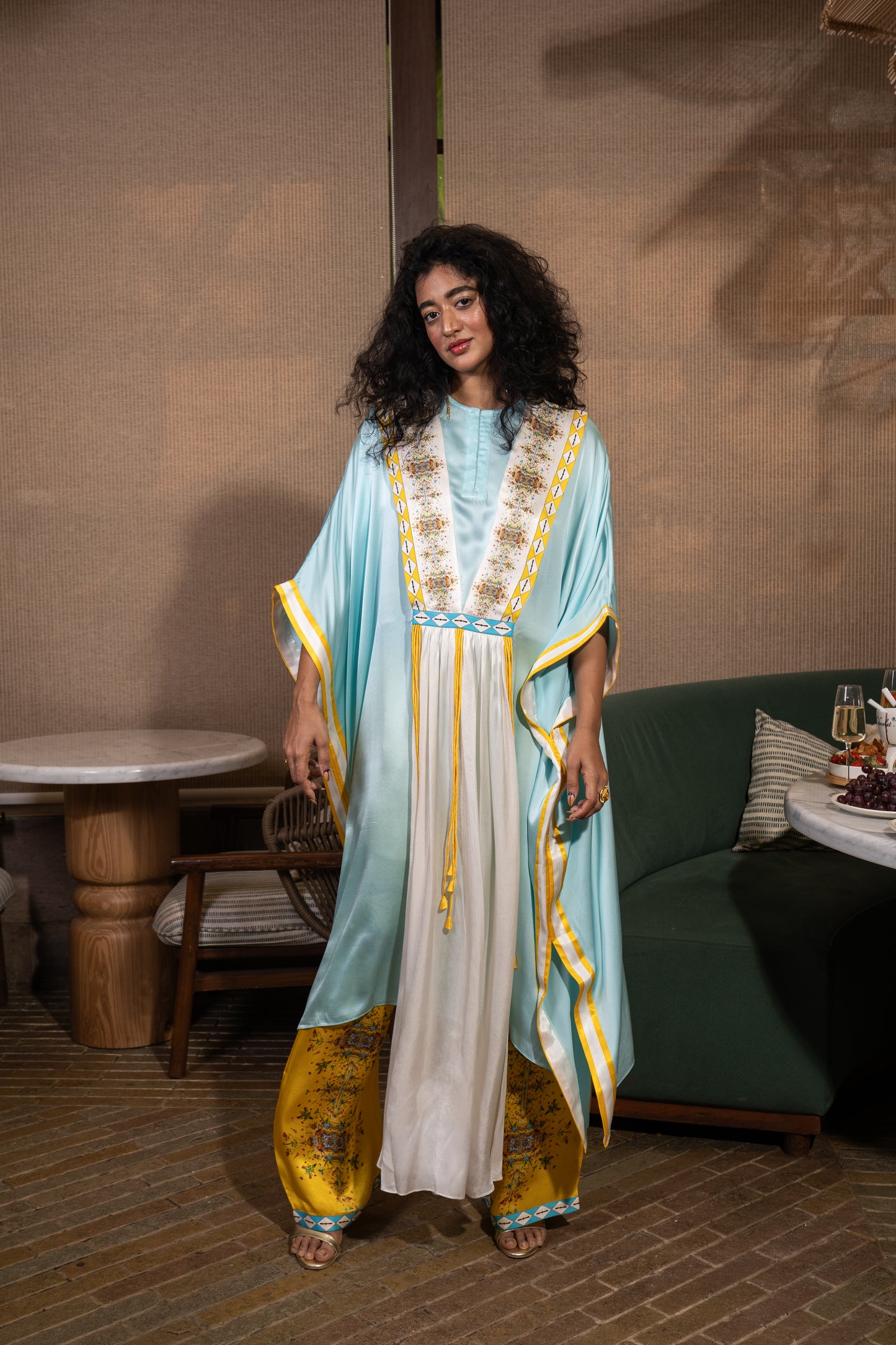 Dupatta drape kaftan set