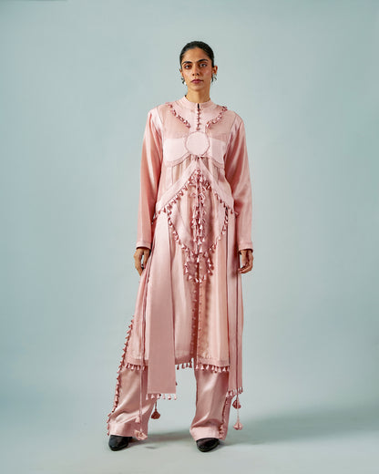 Ornament patchwork kurta + Tassels trouser set