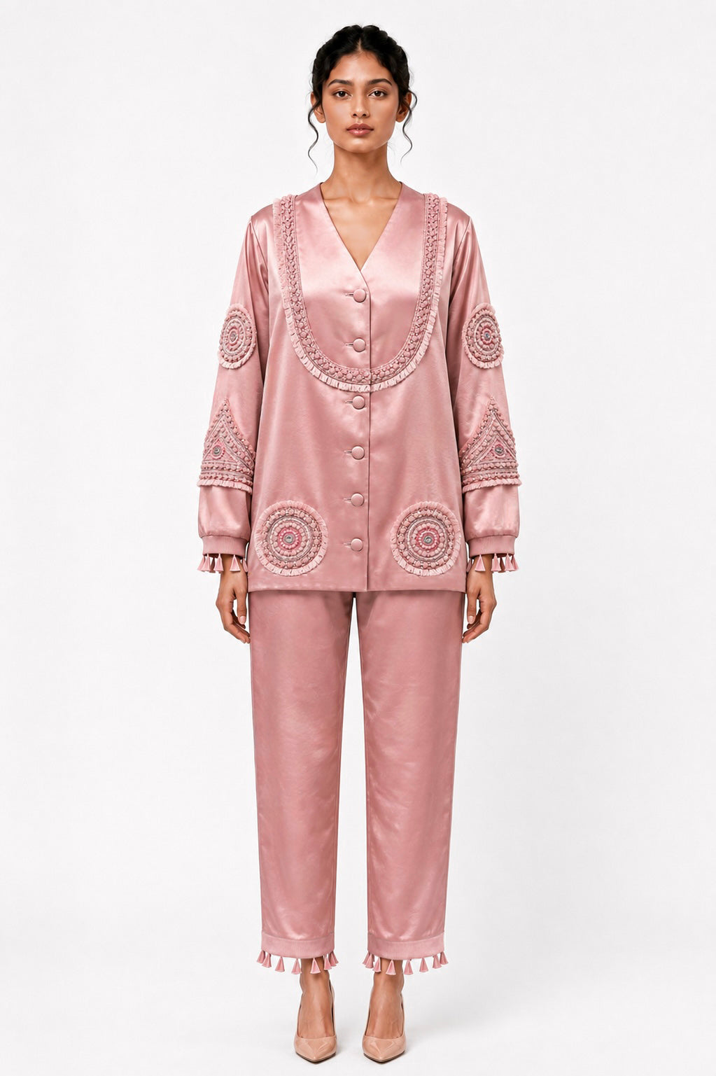 Ornamented blazer + Straight trouser set