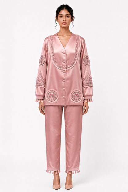 Ornamented blazer + Straight trouser set