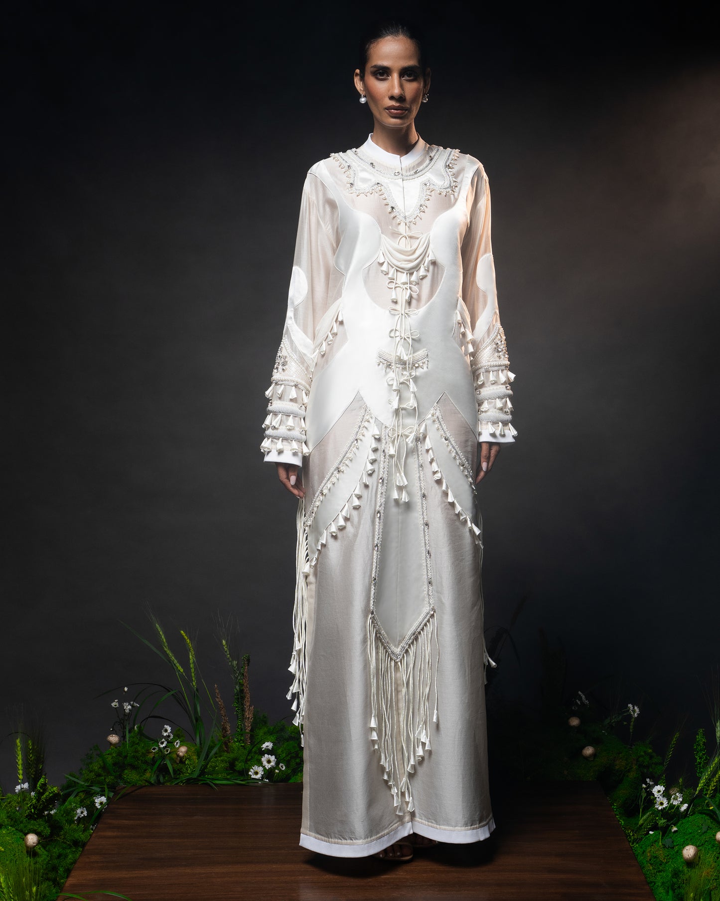 Sculptural patchwork dress