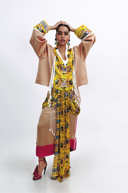 Tassel crop jacket set