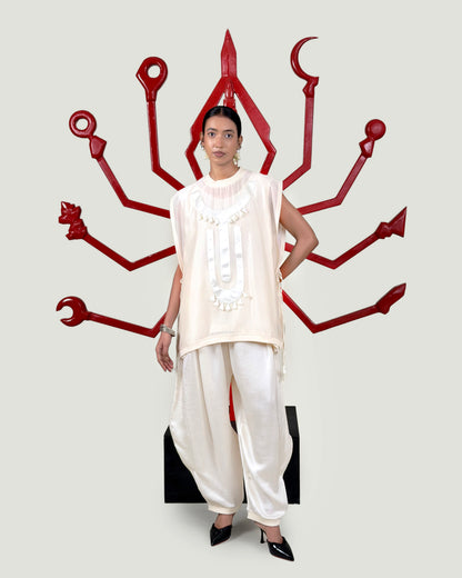 Tie-up vest + Pleated trouser set