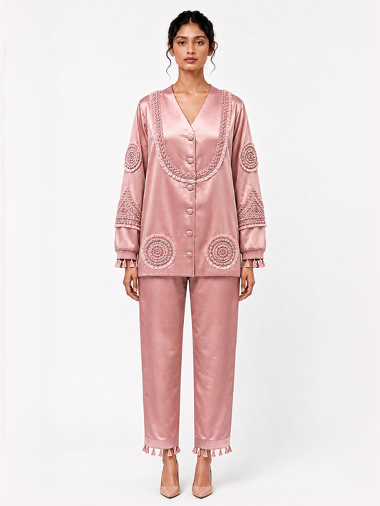 Ornamented blazer + Straight trouser set