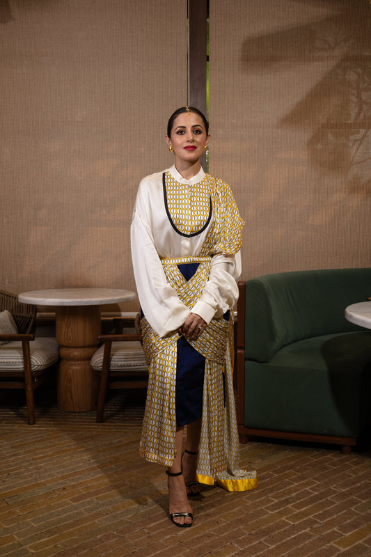Cross drape skirt set