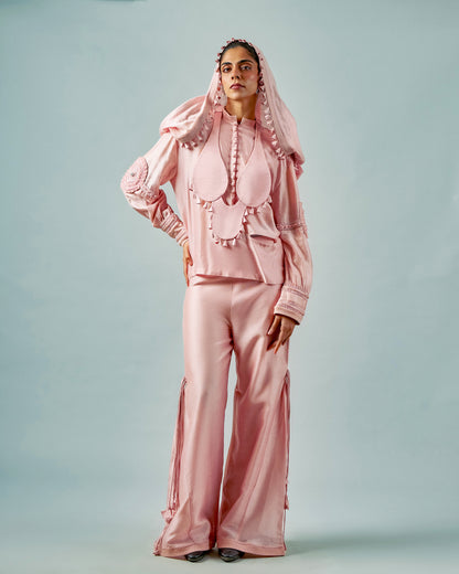 Necklace drape top + Tassels godet trouser set