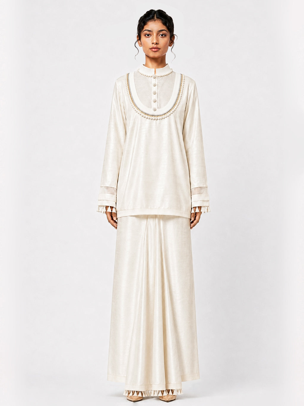 Necklines top + Godet lungi skirt set