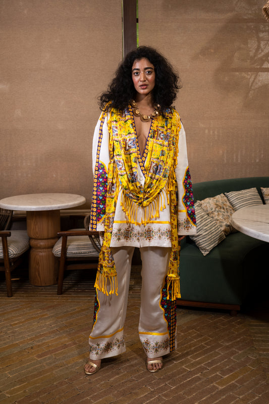 Tassel drape jacket set