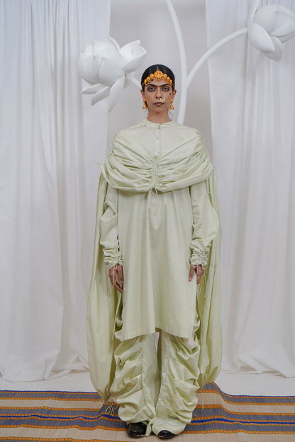 Gathered hoodie kurta set