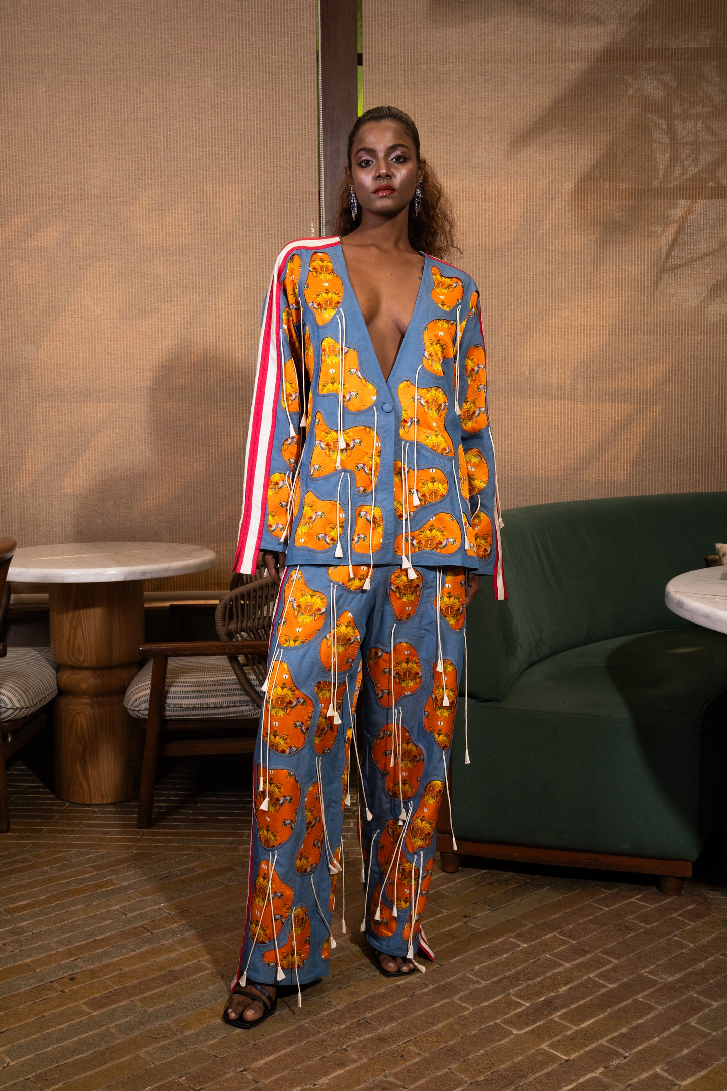 Amoeba fringed jacket set