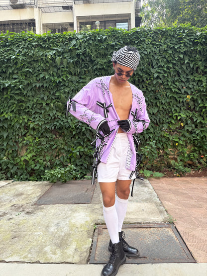 Striped fringed jacket