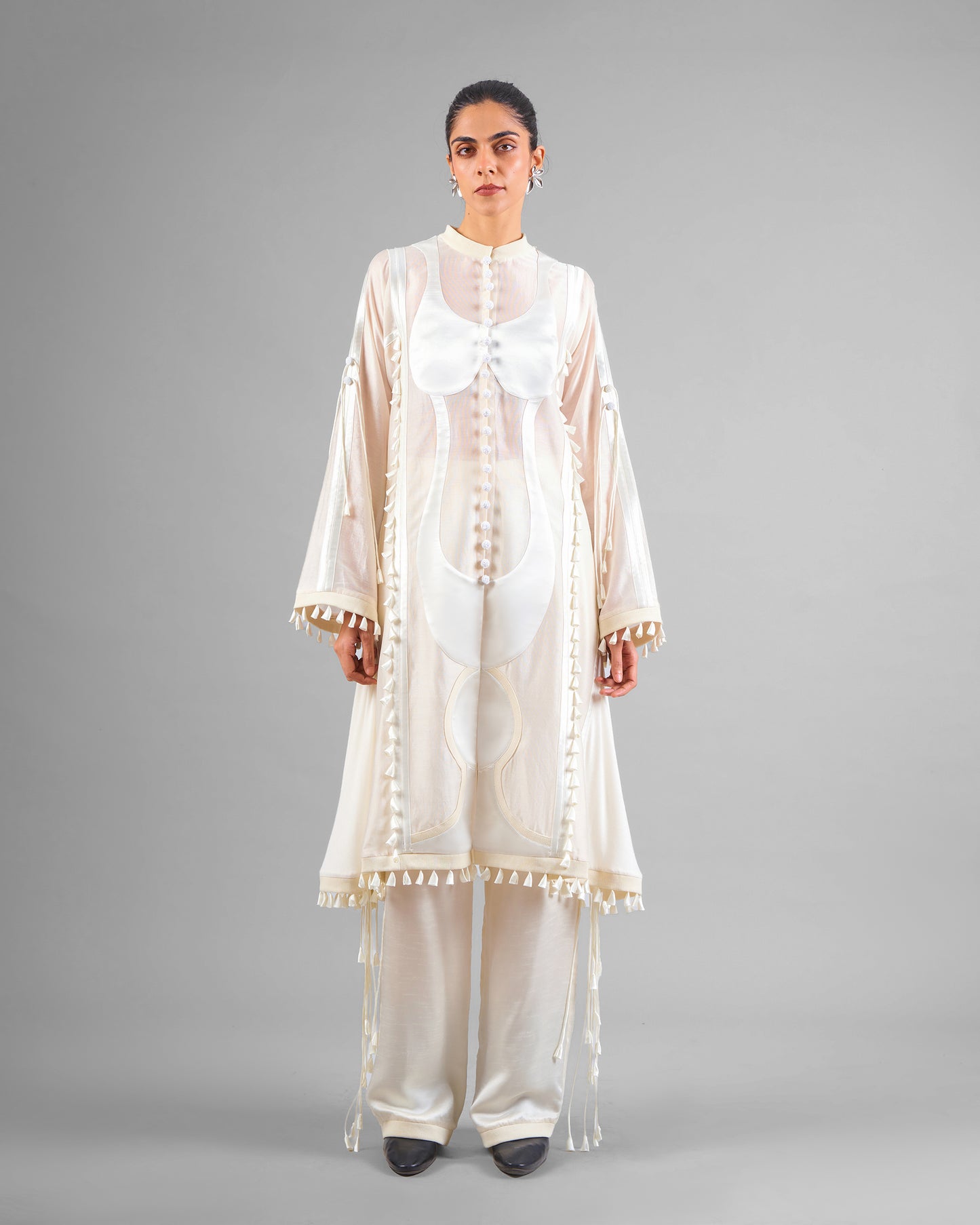Sculptural tassels jacket + Cords trouser set