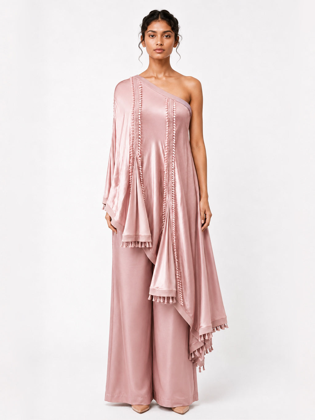 Godets one shoulder + Broad trouser set