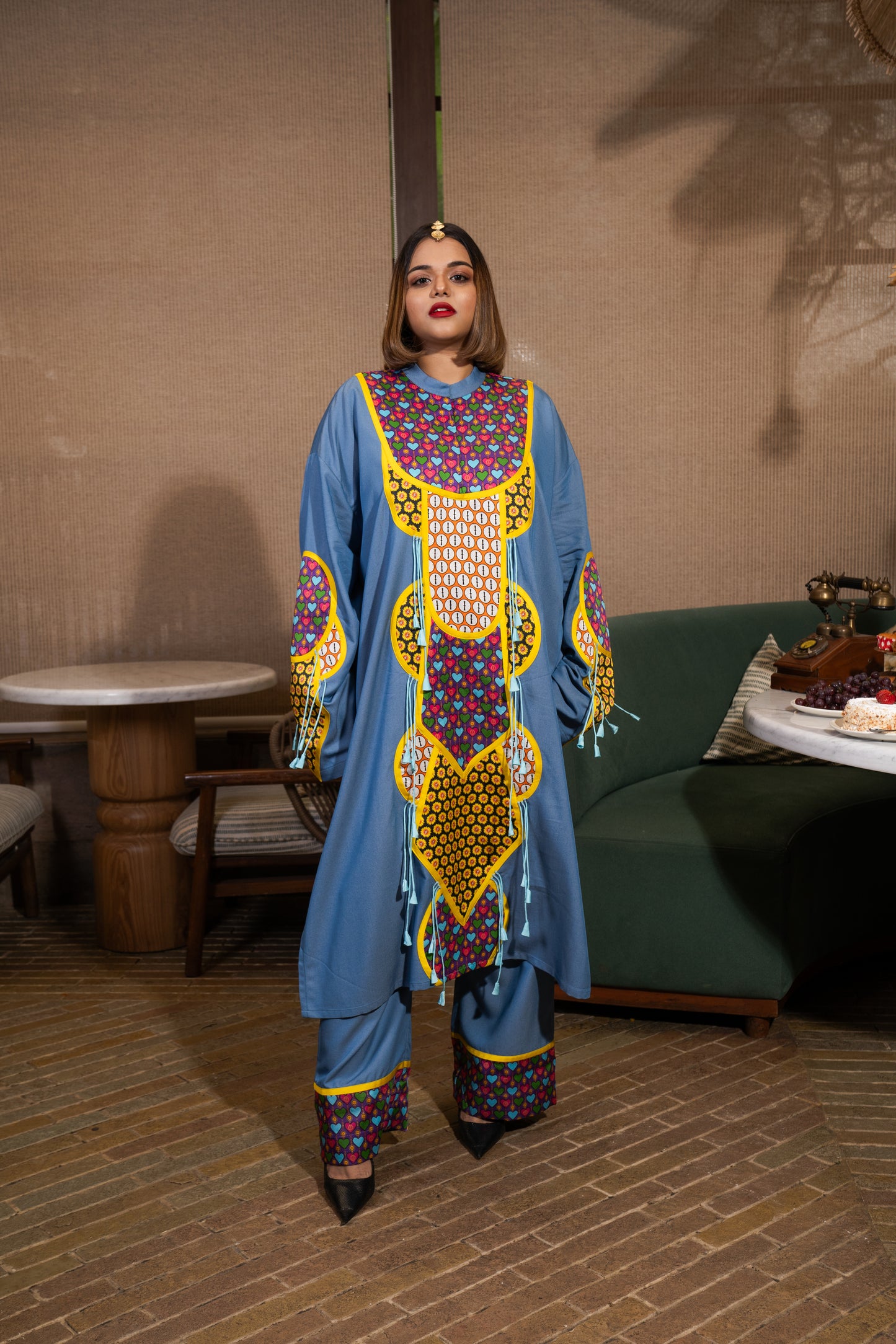 Yoke patchwork kurta set