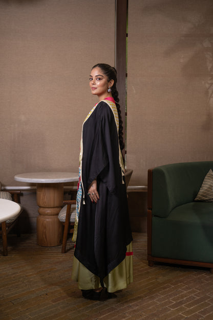 Patchwork cowled kaftan set