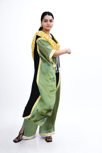 Scallop drape kaftan set
