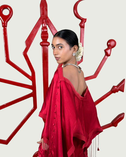 Tassel drape cape + Trouser set