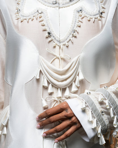 Sculptural patchwork dress