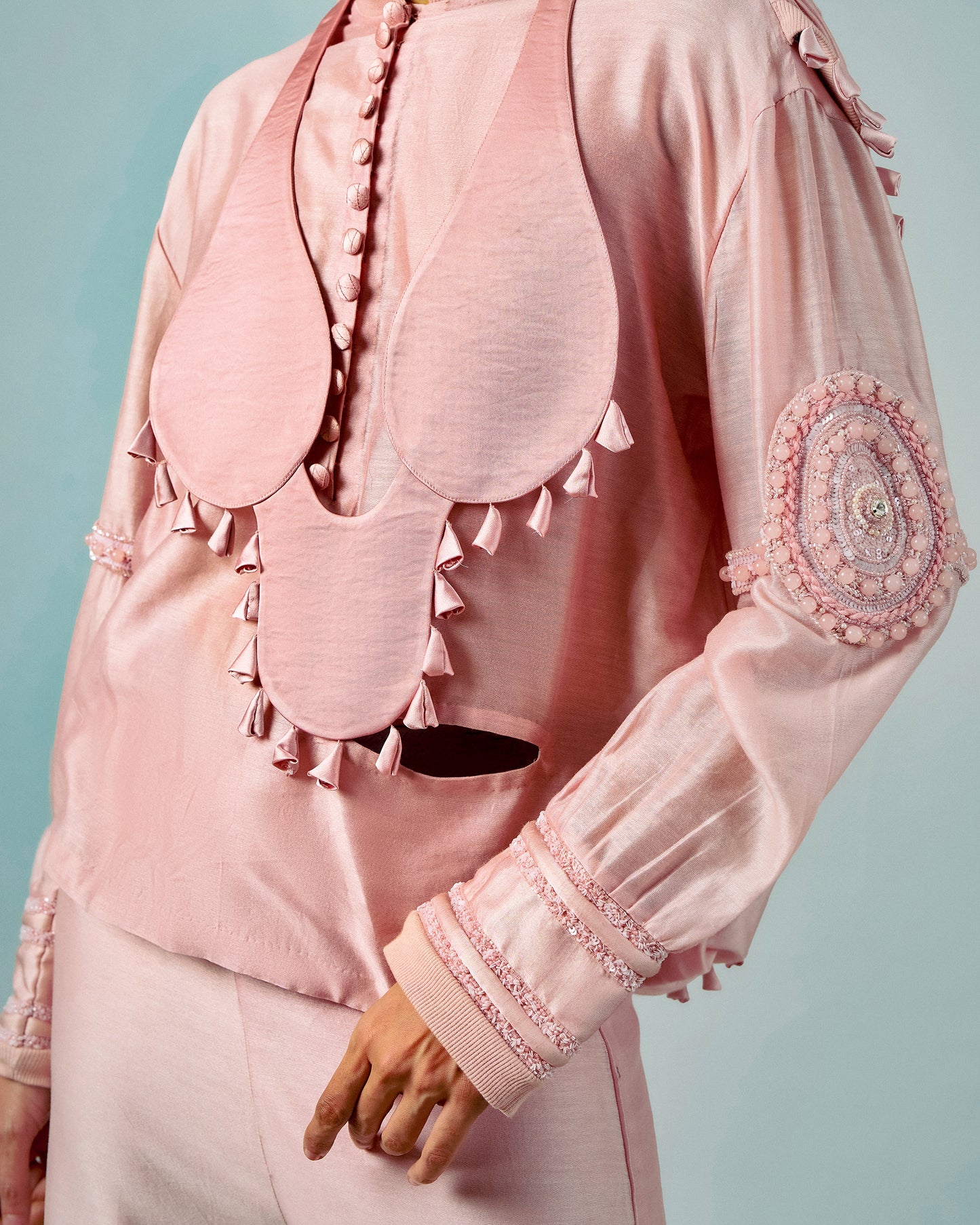 Necklace drape top + Tassels godet trouser set