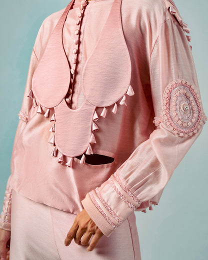 Necklace drape top + Tassels godet trouser set