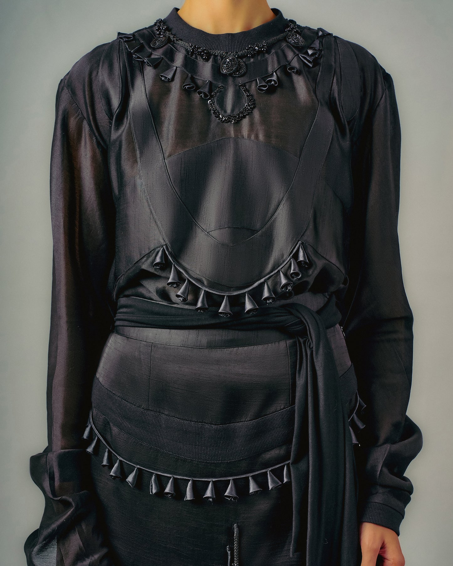 Tube patchwork top + Cut-out tassels skirt set