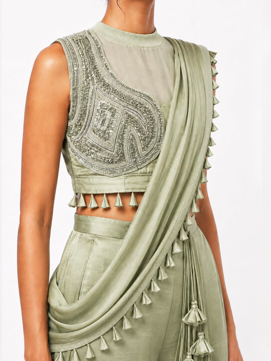 Ornament blouse + Godet saree skirt set