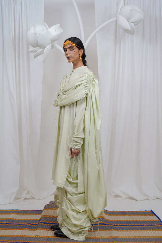 Gathered hoodie kurta set
