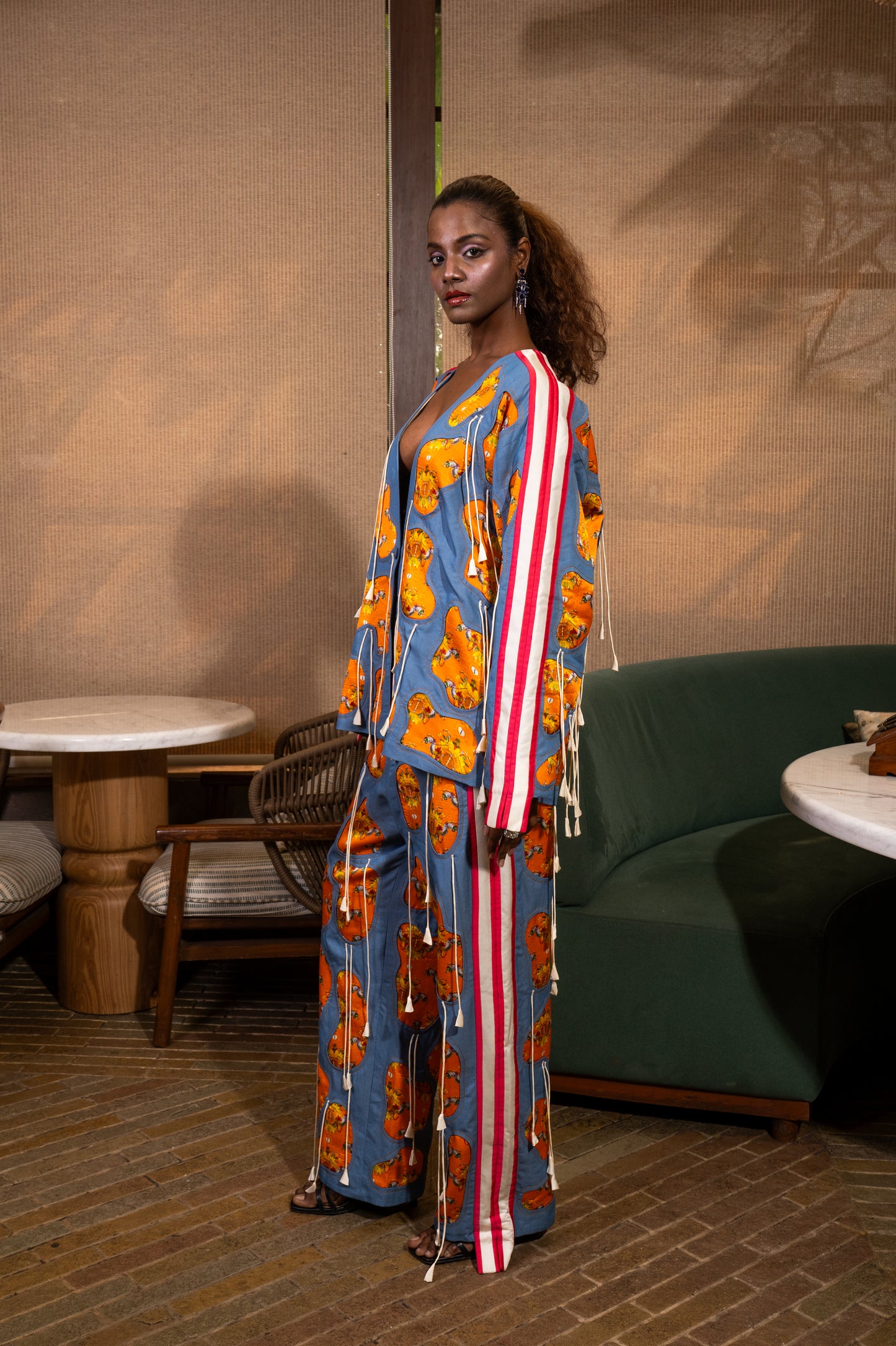 Amoeba fringed jacket set
