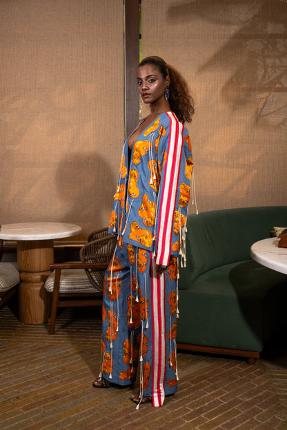 Amoeba fringed jacket set