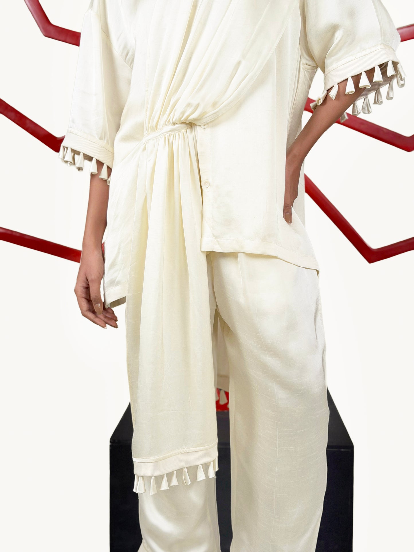 Drape T-shirt + Cropped trouser set