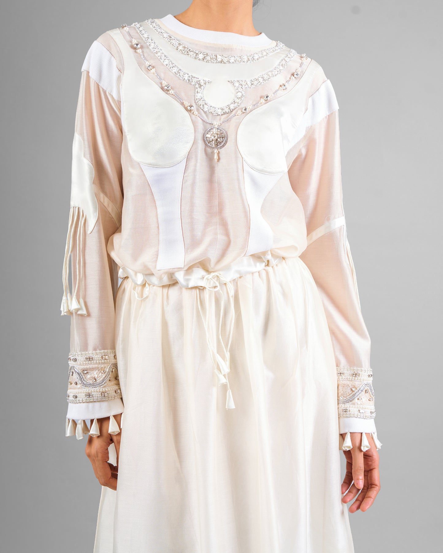 Ornament gathered top + Flared patchwork skirt