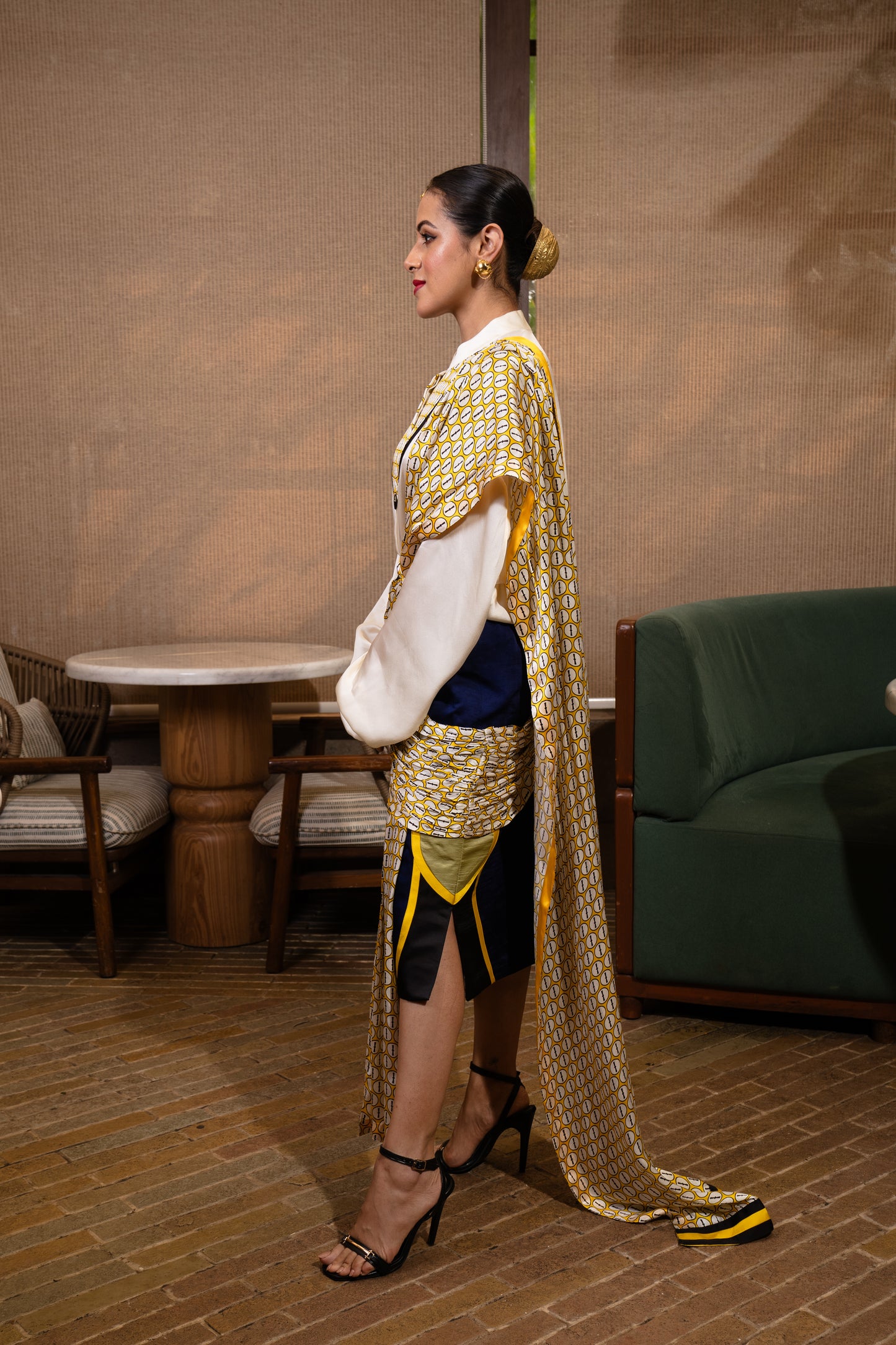 Cross drape skirt set