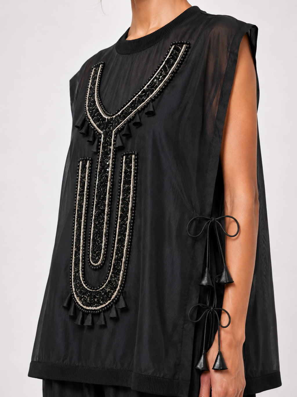 Sculptural vest + Pleated trouser set