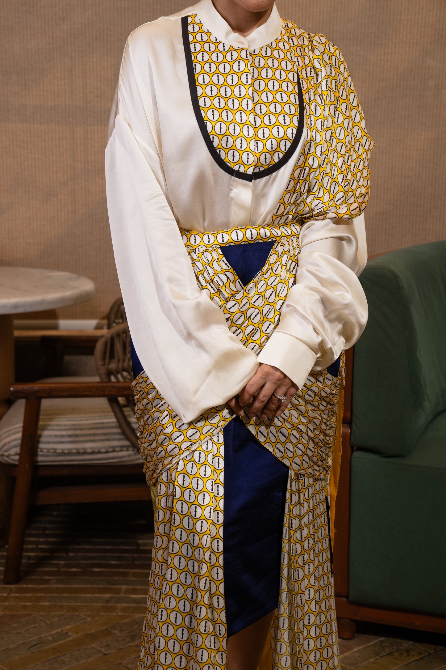 Cross drape skirt set