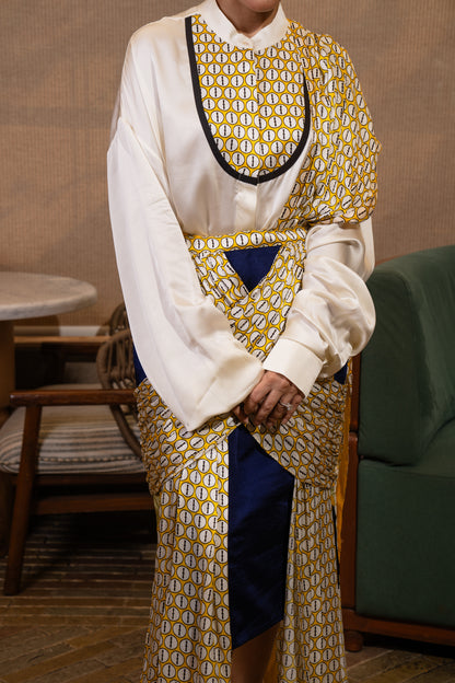 Cross drape skirt set