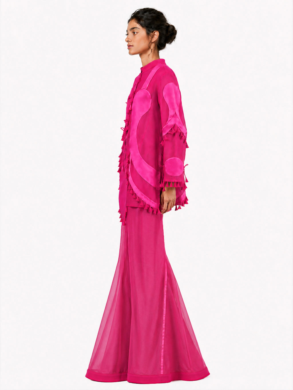 Sculptural scallop kurta + Godet flared trouser set