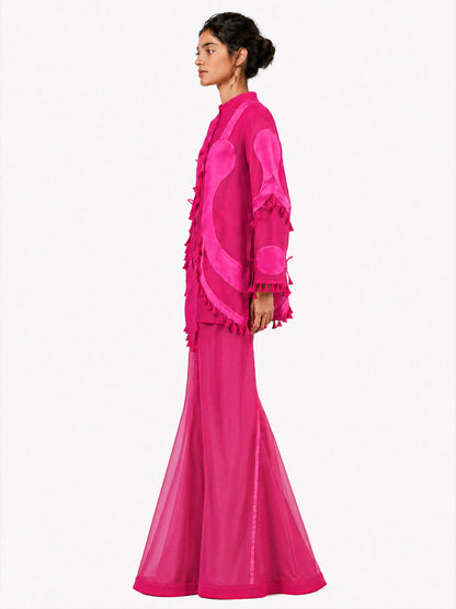 Sculptural scallop kurta + Godet flared trouser set