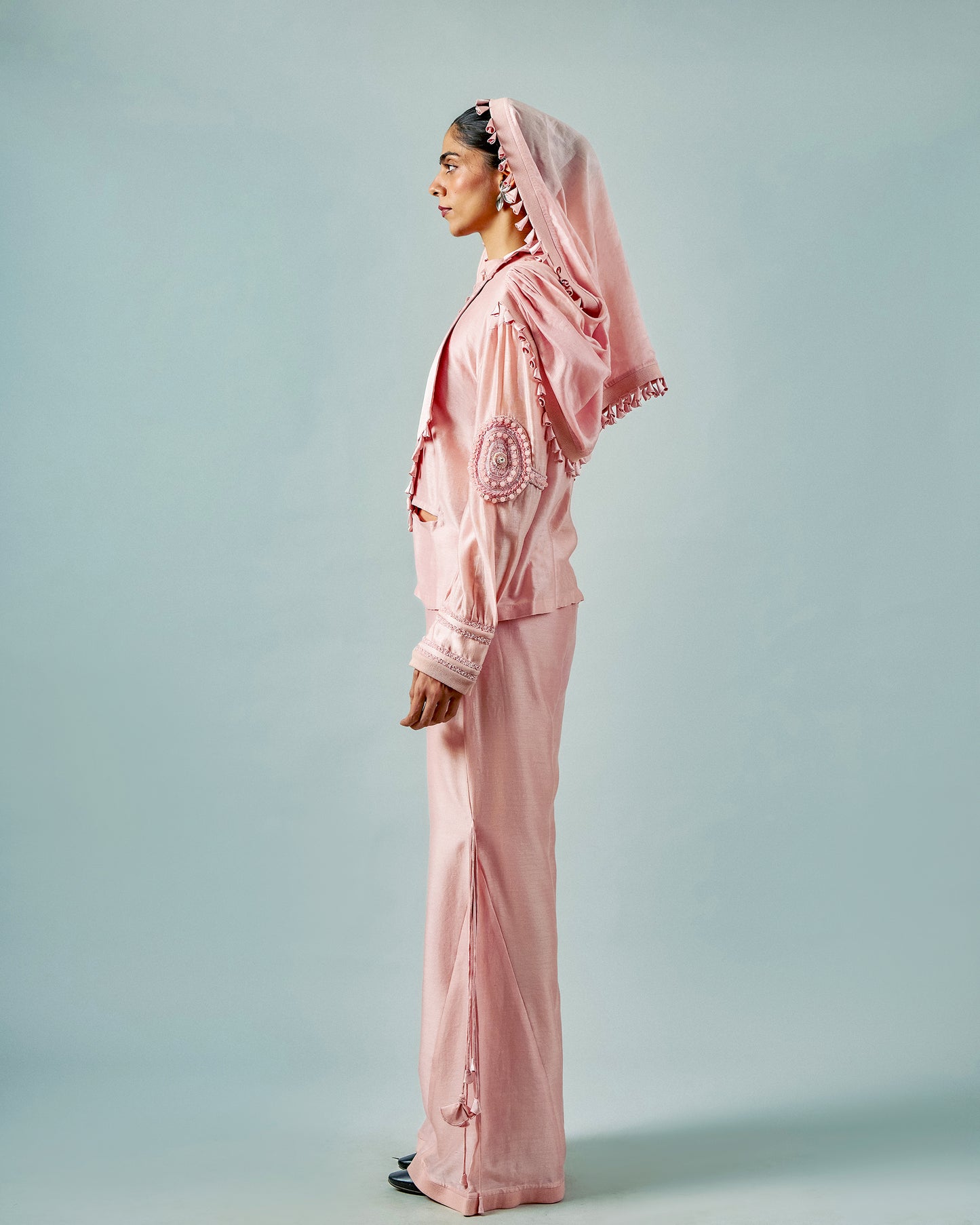 Necklace drape top + Tassels godet trouser set