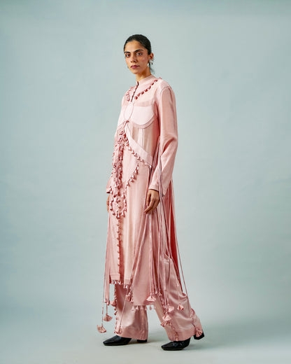 Ornament patchwork kurta + Tassels trouser set