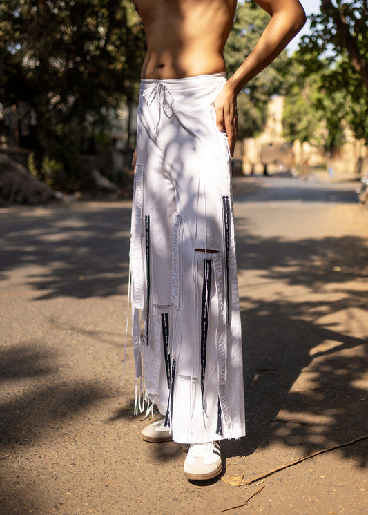 Cut-out fringed trouser