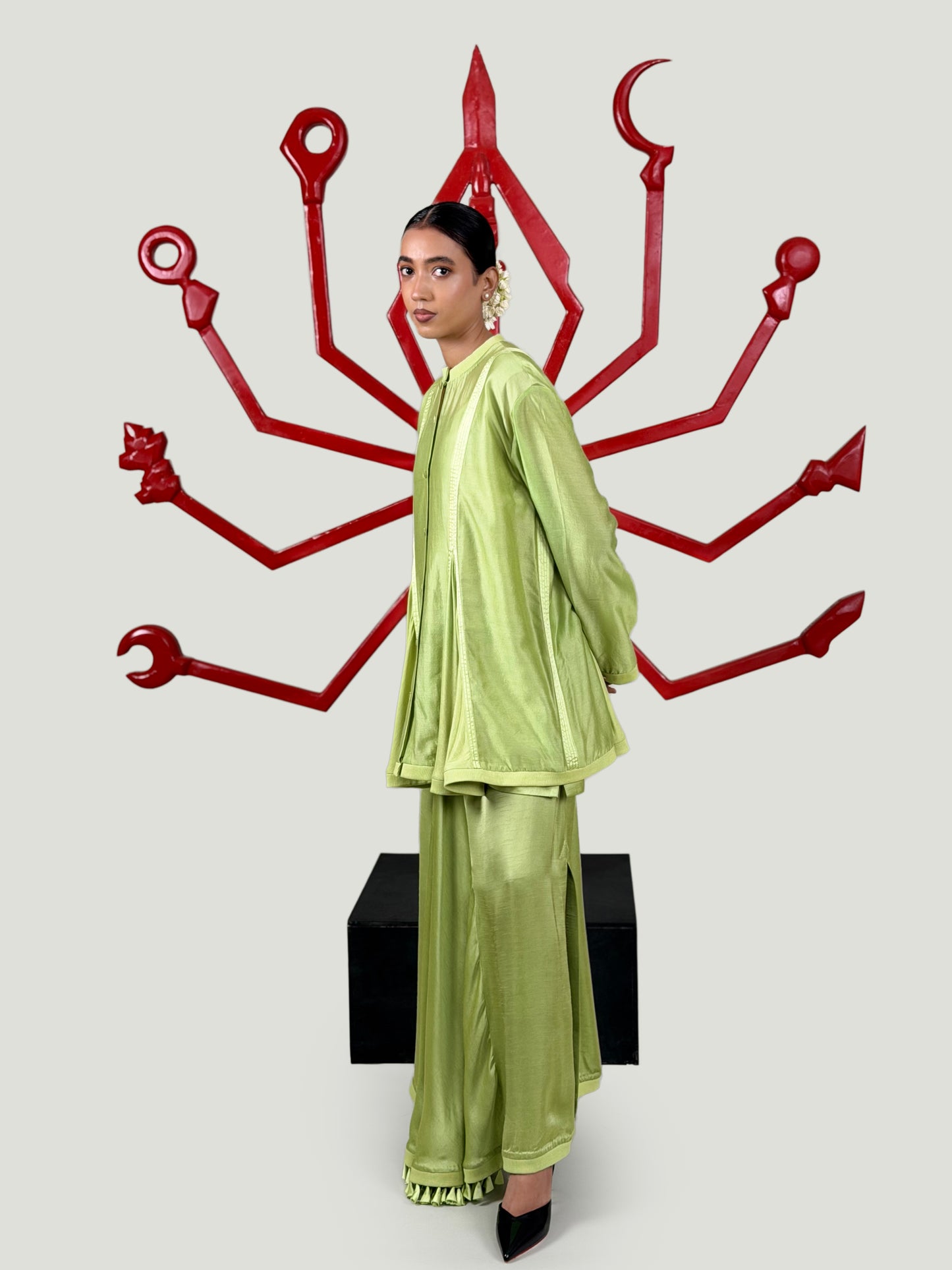 Godets shirt + Lungi skirt set
