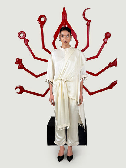 Drape T-shirt + Cropped trouser set