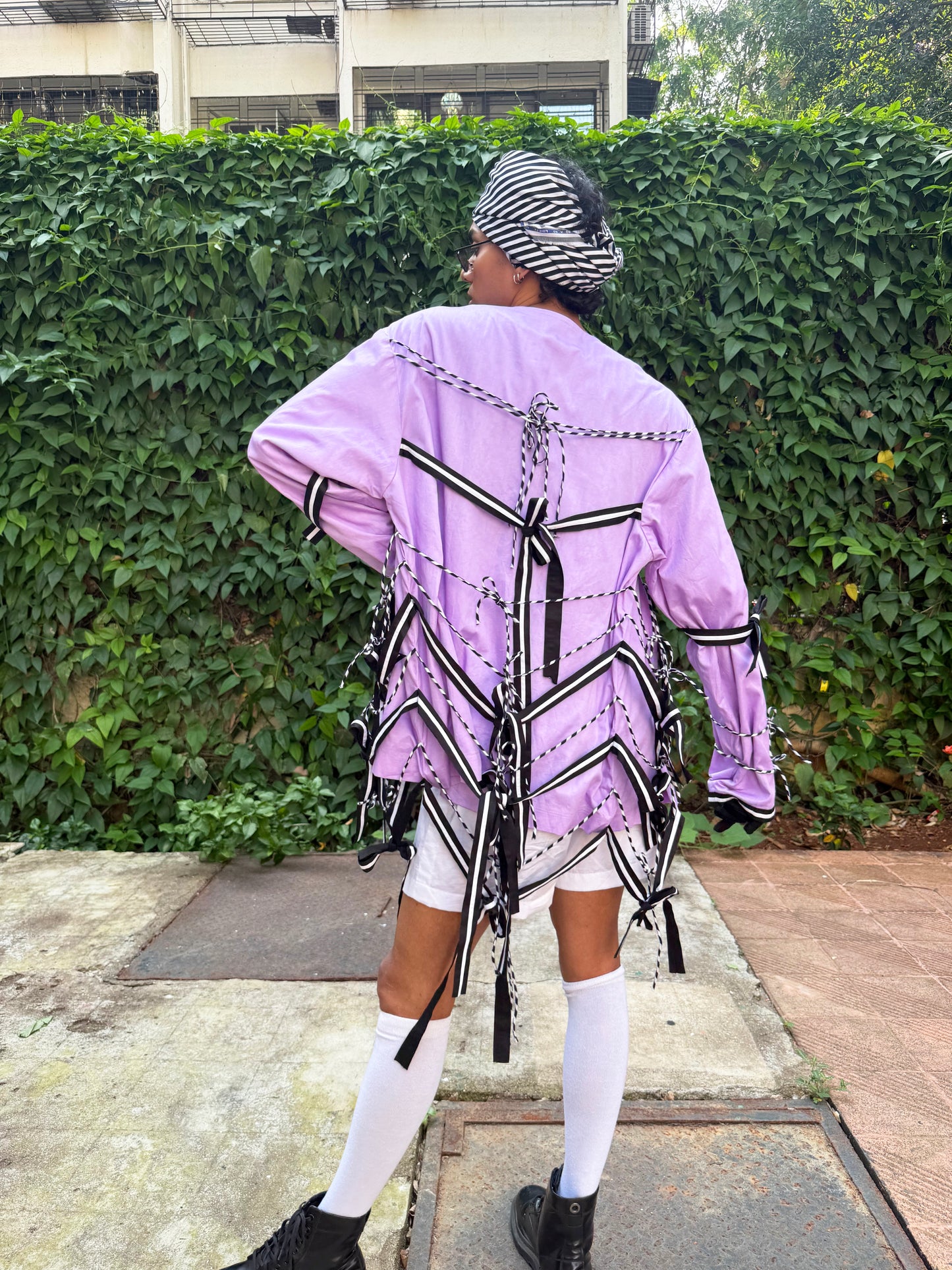 Striped fringed jacket